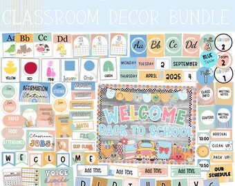 Modern Boho Classroom Decor Bundle: Calming Pastel Colors