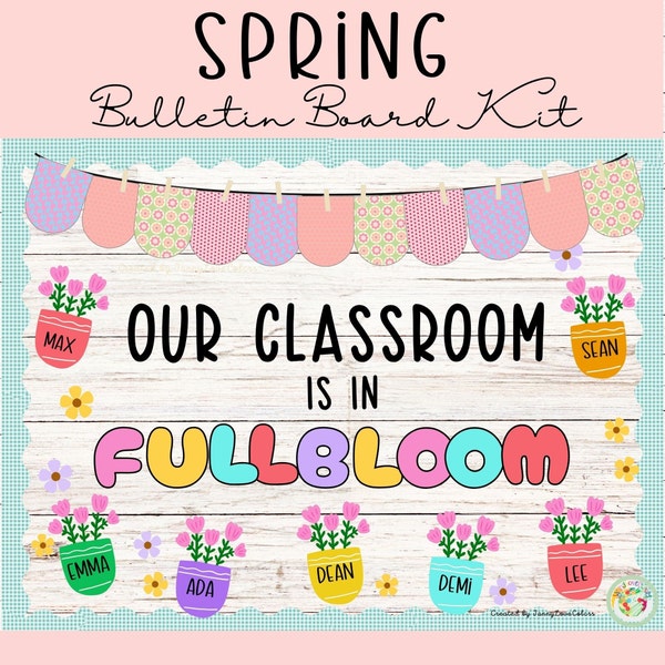 Spring Flowers Blooming Bulletin Board Kit | Door Decor | Printable