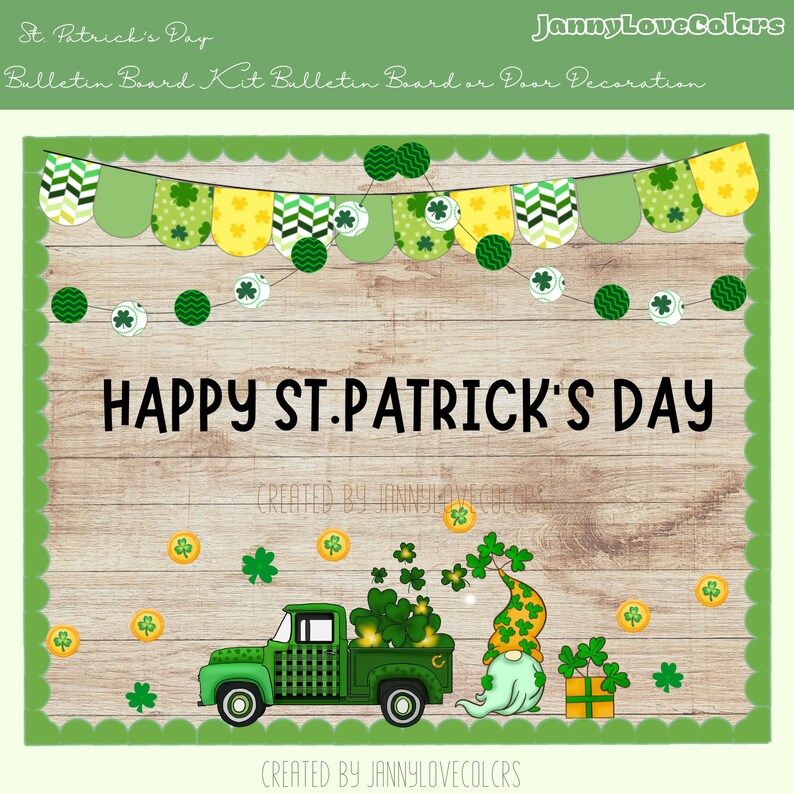 St. Patrick's Day Bulletin Board Kit Printable March - Etsy