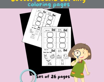 Letter Sound Sorting Beginning Sounds Digital printable  Phonological Awareness Exercises coloring