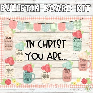 Christian Bulletin Board Kit | In Christ You Are | Identity in Christ  Christian Classroom Decor | Door Decor