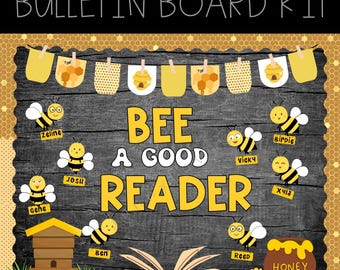Bee Reading Bulletin Board Kit Spring Summer Library Boards Door Decor ...