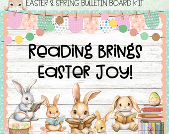 Easter Reading Bulletin Board Decor: Bunny Library Theme (PDF)