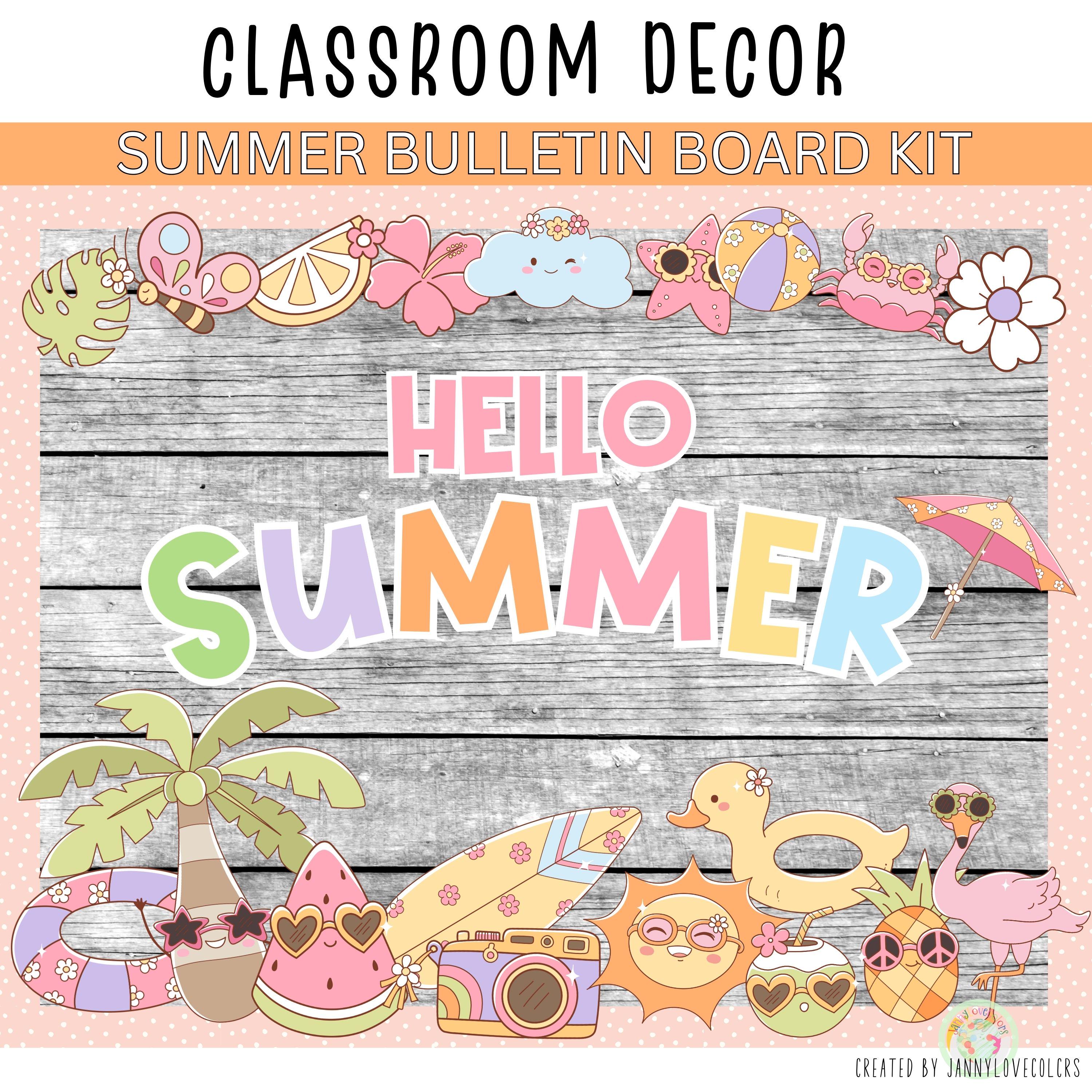 Summer Bulletin Board Kit | Retro Beach Classroom Door Decor (digital ...