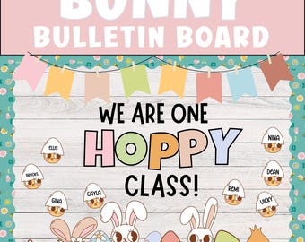Easter Bunny Bulletin Board Kit: 'Hoppy Class' Decor (Digital Download)