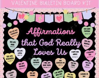 Valentinstag Pinnwand | Christliches Pinnwand-Kit | Gott Jesus klasse Dekor | Affirmationen Valentinstag