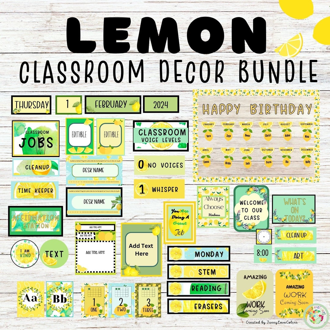 Lemon Classroom Decor Bundle: Modern Farmhouse Theme (editable) - Etsy