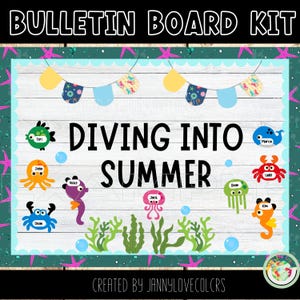 Ocean Animals Summer Bulletin Board Kit: End of Year Decor (Digital Download)