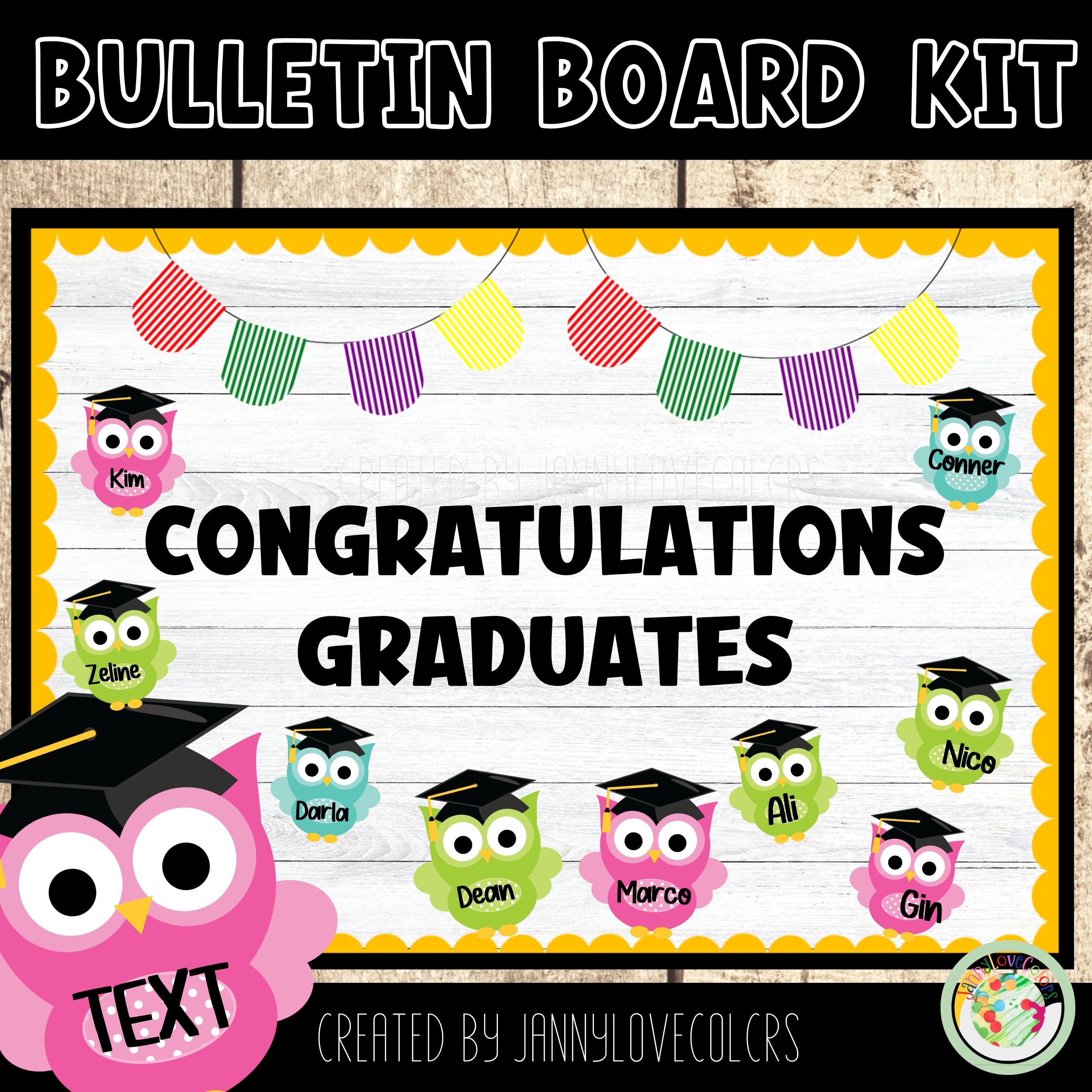 Graduation Bulletin Board Kit: Editable Owls, End of Year Decor ...