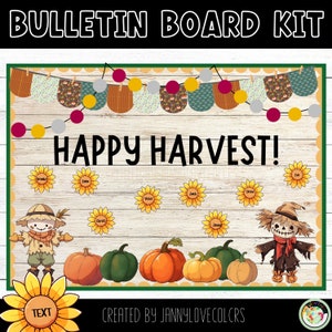 Autumn, Scarecrow Pumpkin Patch, Fall Bulletin Board Kit, Door Decor, Editable