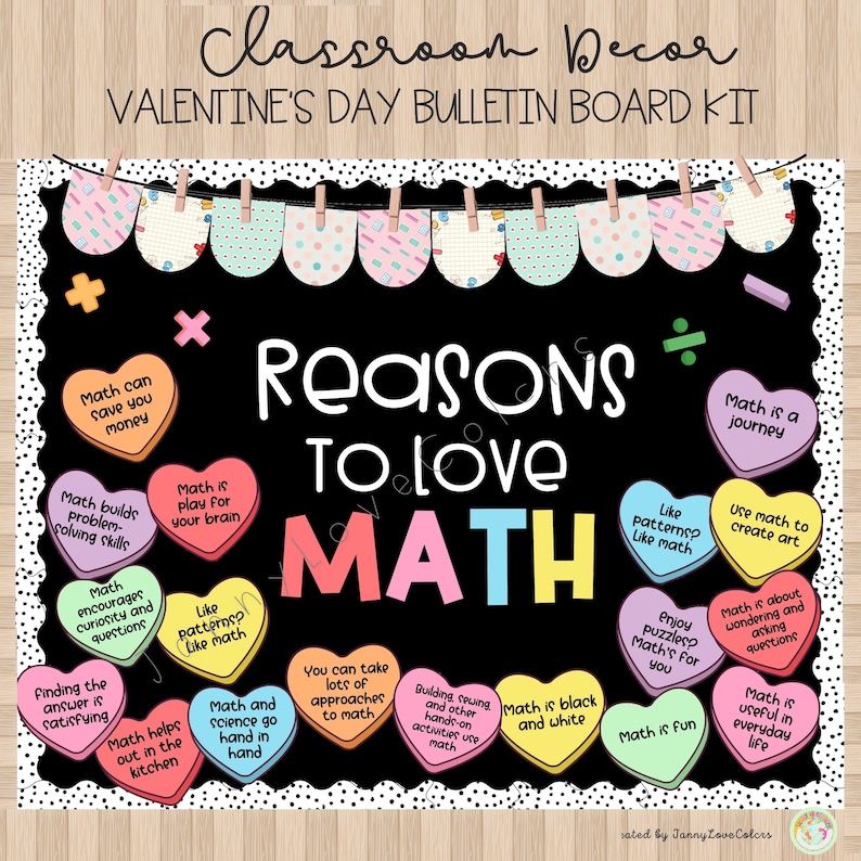 Valentine Day Bulletin Board Kit Door Decor Reasons to Love Math ...