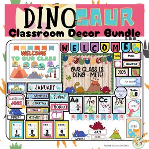 Dinosaur Classroom Decor Theme Bundle Printable Digital Download