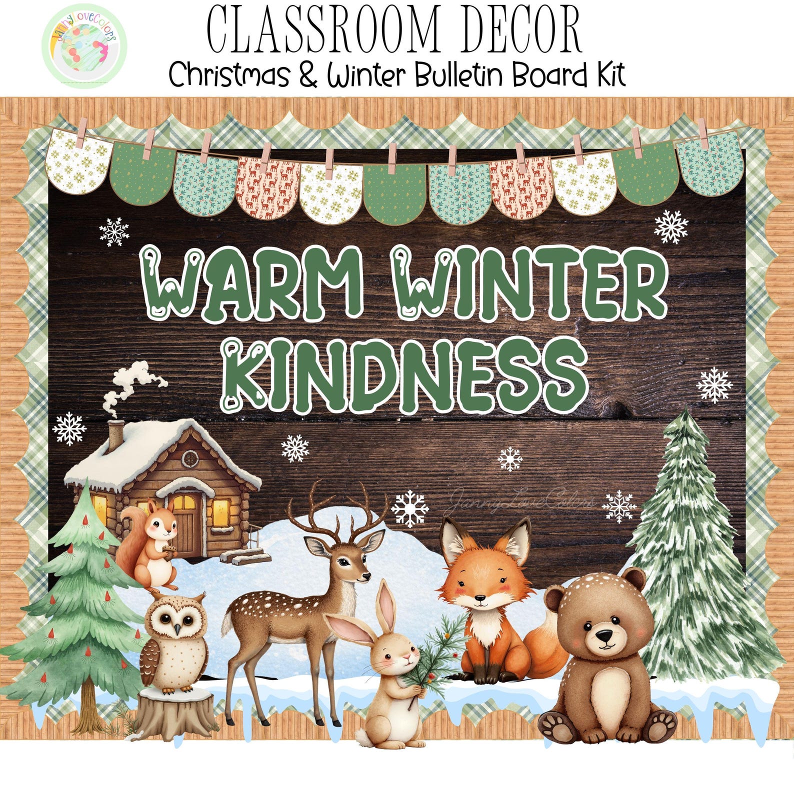 Winter Woodland Bulletin Board Kit | Christmas Classroom Decor (digital ...