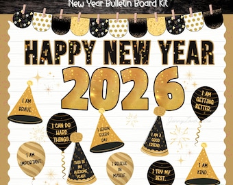 New Year Bulletin Board Kit 2026 | Growth Mindset Classroom Decor (Digital Download)