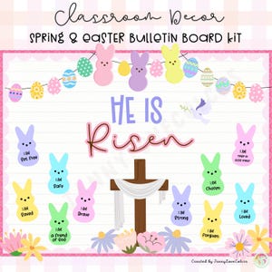 Christian Easter Bulletin Board Kit | Biblical Affirmations | Spring Classroom Decor | religious bulletin board | Jesus bulletin board