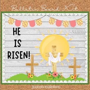 He Is Risen Easter Bulletin Board Resurrection Classroom Door Decor Easter bulletin board kit