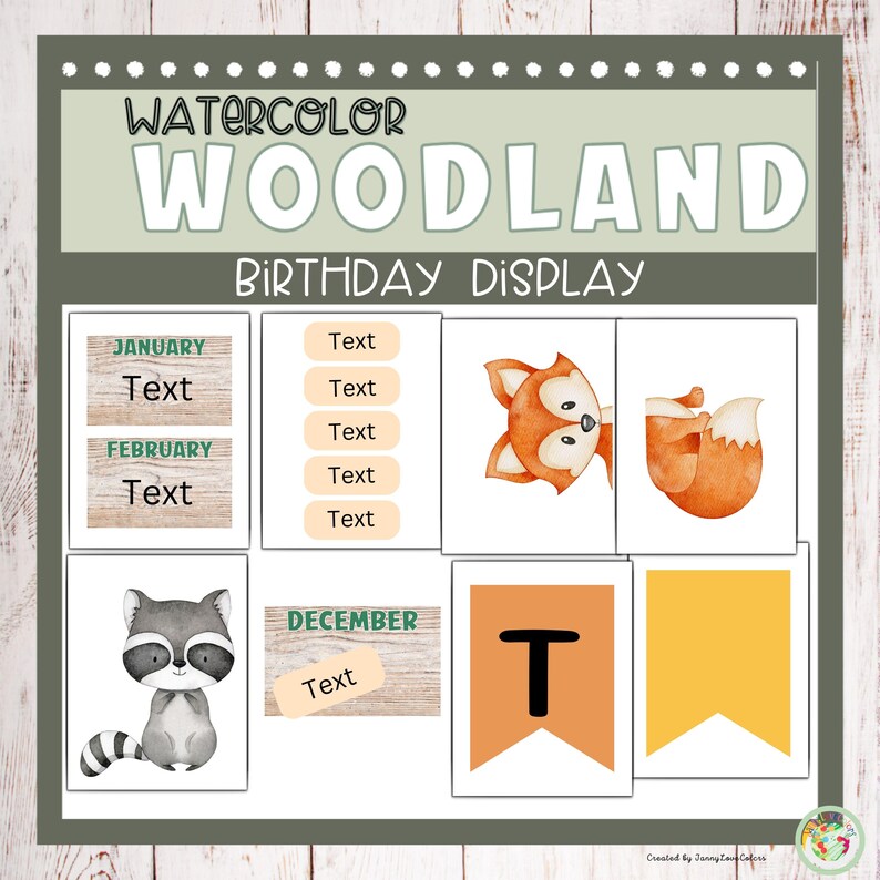 Watercolor Woodland Animals Birthday Chart Display | Classroom Decor ...
