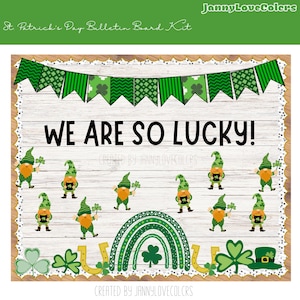 St Patrick&#39;s Day Bulletin Board With Writing Prompt for March Made Simple Classroom Door Decor