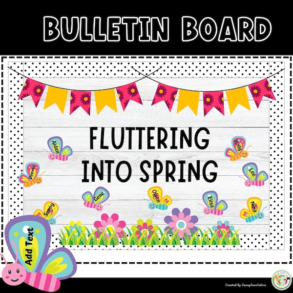 Butterflies Spring Bulletin Board ,Door Decoration, Classroom Decor  [EDITABLE]