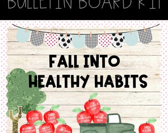 Fall for Healthy Habits Bulletin Board Kit Nurse Health Office Classroom Decor Printable