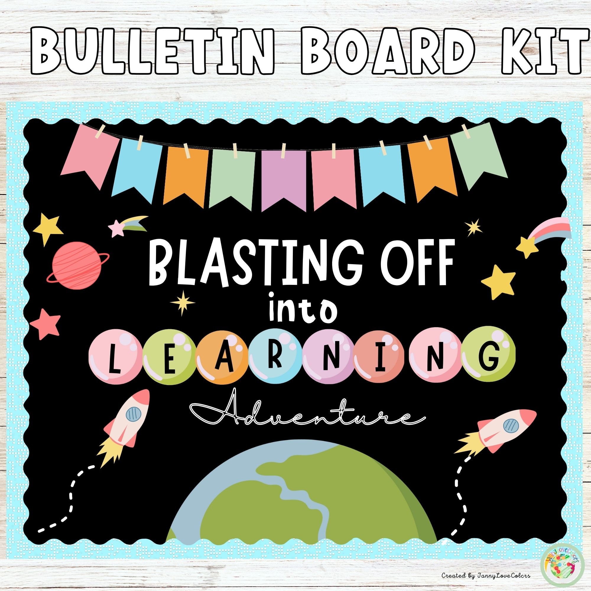 Back to School Blast off Into Learning Door Decor Library Space Rocket Reading Class Decor