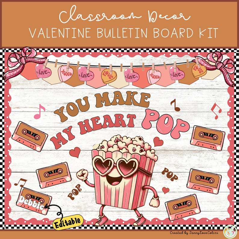 Retro Valentine's Day Bulletin Board Kit: Groovy Heart Decor (PDF, PPT ...