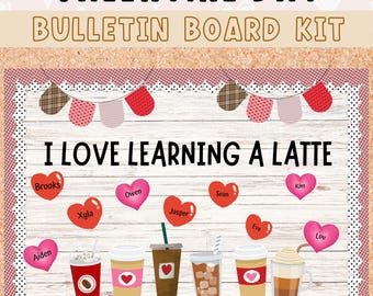 Latte Pinnwand-Set Zum Valentinstag – Kaffeetassen & Herzen, Dekoration Für Klassenzimmer & Zuhause