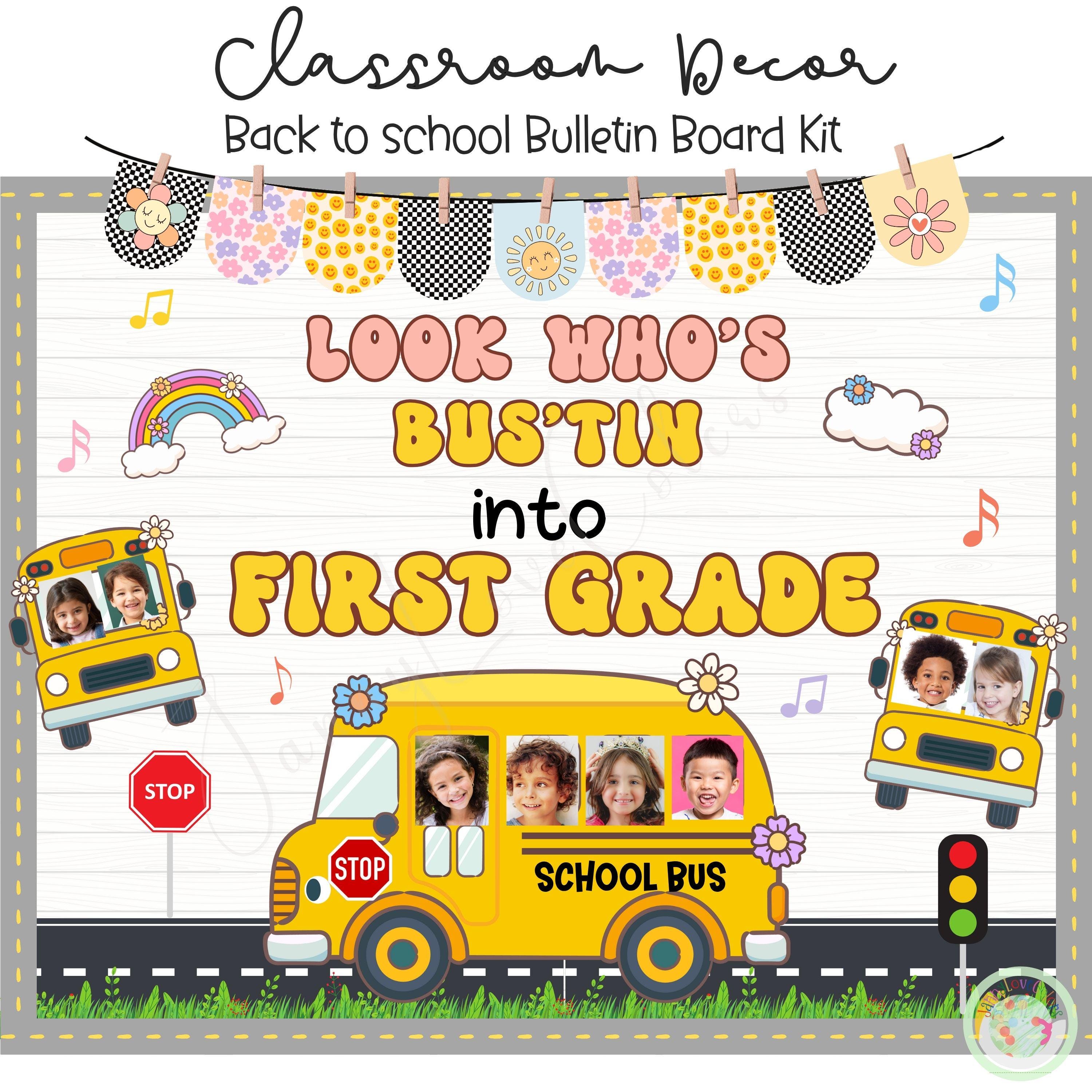 Back to School Bus Bulletin Board Kit – Classroom Decor (digital ...