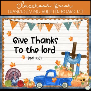 Christian Thanksgiving Bulletin Board Kit  Bible Verse Door decor