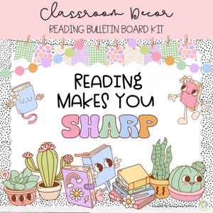 Bullet Journal | Leseecke | Buch Pinwand |  Lesetür Dekor | Bibliothek und Klassenzimmer Display