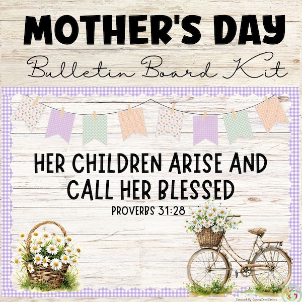 Mothers day Bulletin Board | mummy bulletin board | mama bulletin board | seasonal bulletin board kit | Christian Bible Verse Bulletin Board