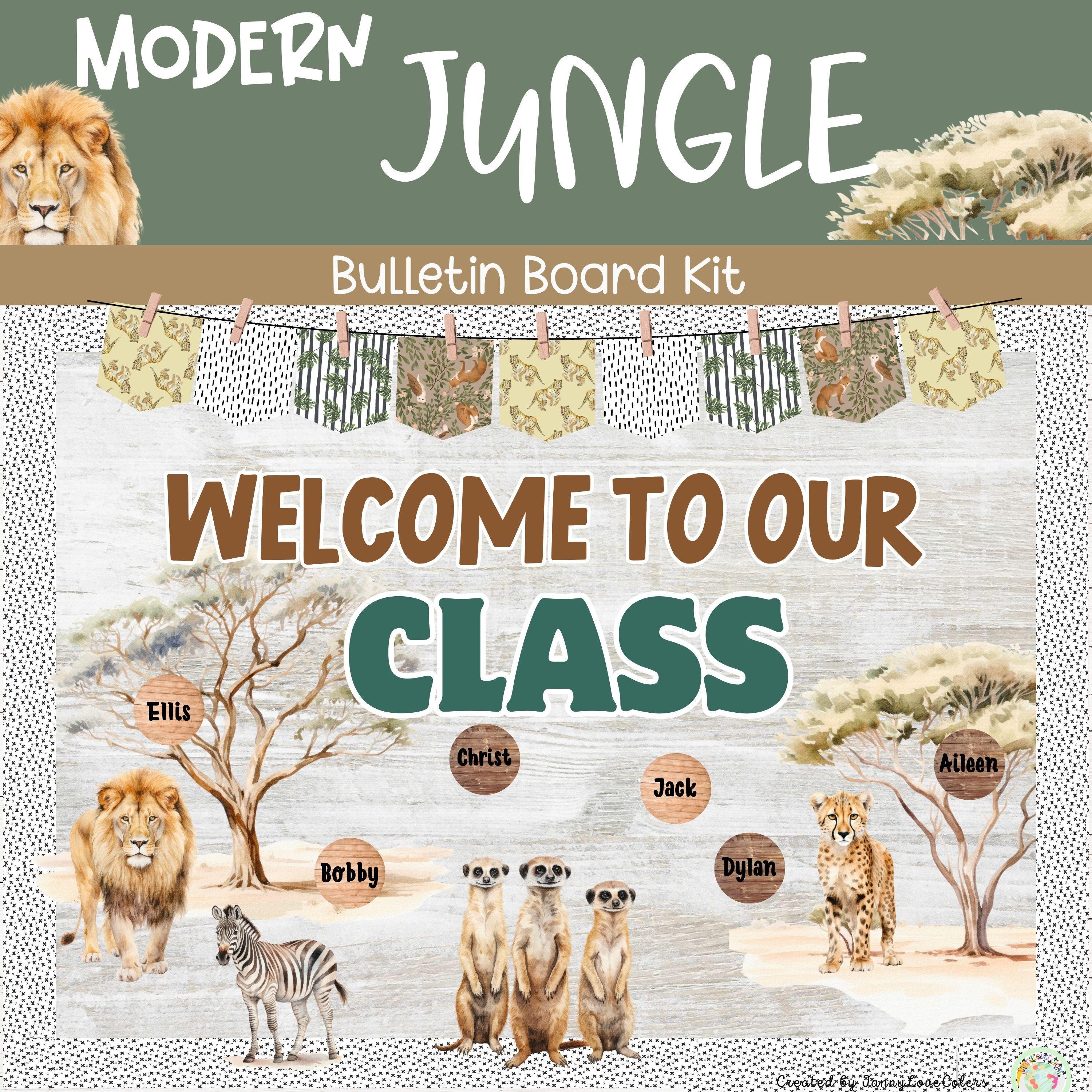 Mooliwe Dschungel Pinnwand-Set – 75 Teile Mit Tieren & Bordüren Für Klassenzimmer-Deko