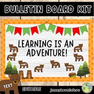 Bear Bulletin Board | Back to School Door Decor | Digital Download | editable