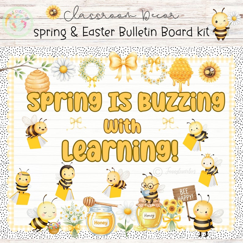 Bee Classroom Bulletin Board Kit | Spring & Easter Decor (editable ...