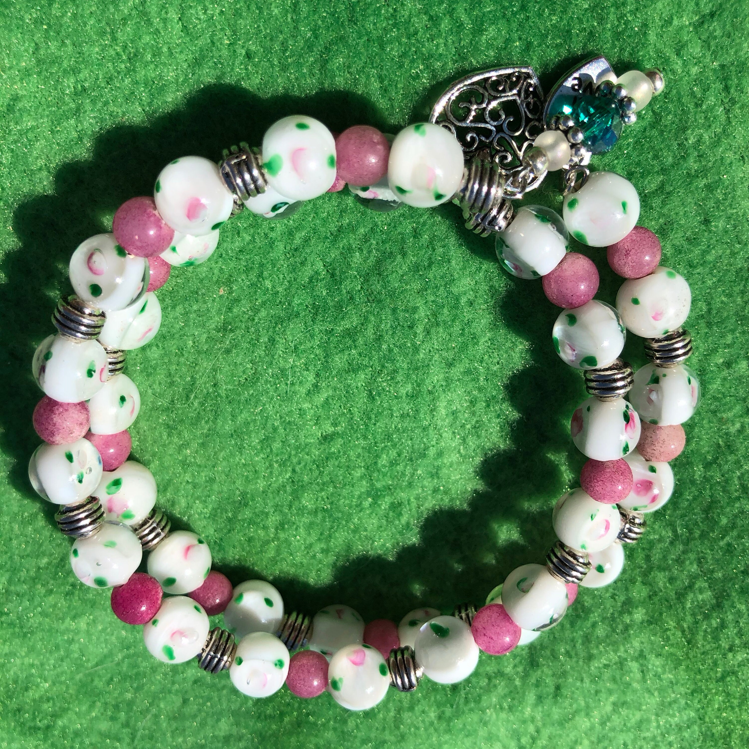 Ciondolo In Argento 925 Con Fiore In Vetro Di Murano Rosa – Perline Da 4,5 Mm Per Bracciali Charm Fai-da-te