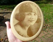 Charming Antique Art Deco Circa 1920s Flapper Photo, Celluloid on Metal Signed Photograph, Original, Lovely Wow