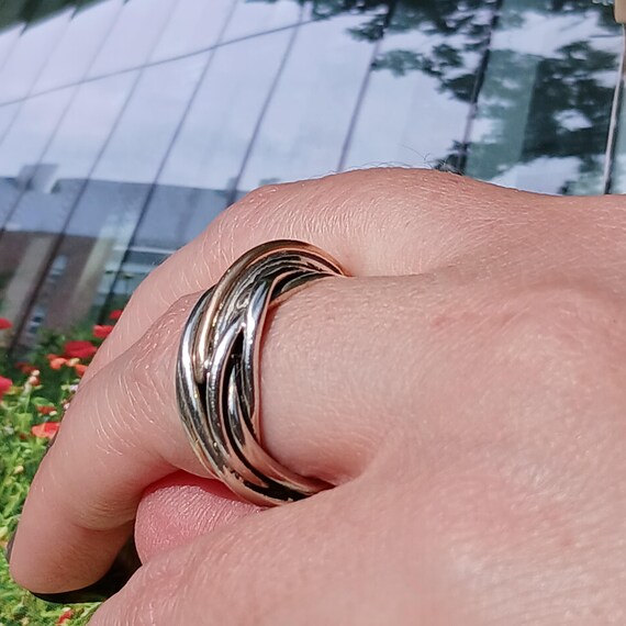 Heavy Artisan Bold Solid Sterling Silver Ring, Si… - image 3