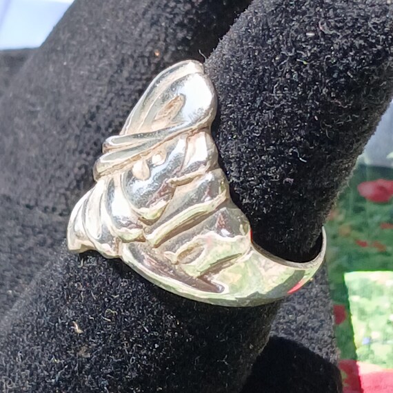 Vintage Leaf Pattern Solid Sterling Silver Bold P… - image 3