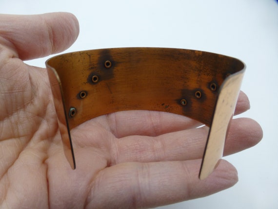 Bold Modernist Vintage 1960s Copper Cuff Style Ba… - image 3