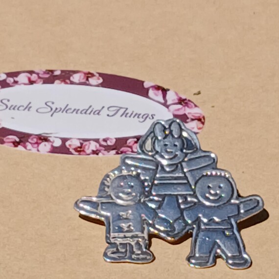 Vintage Solid Sterling Silver Children Brooch, Un… - image 2