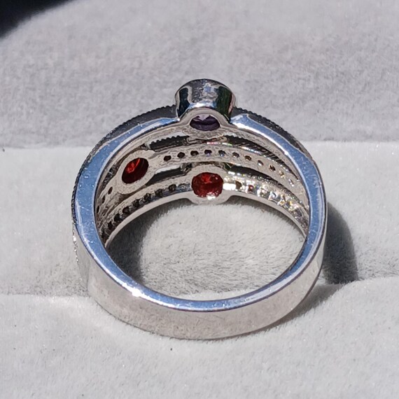 Vintage Ruby Amethyst Solid Sterling Silver Ring,… - image 6