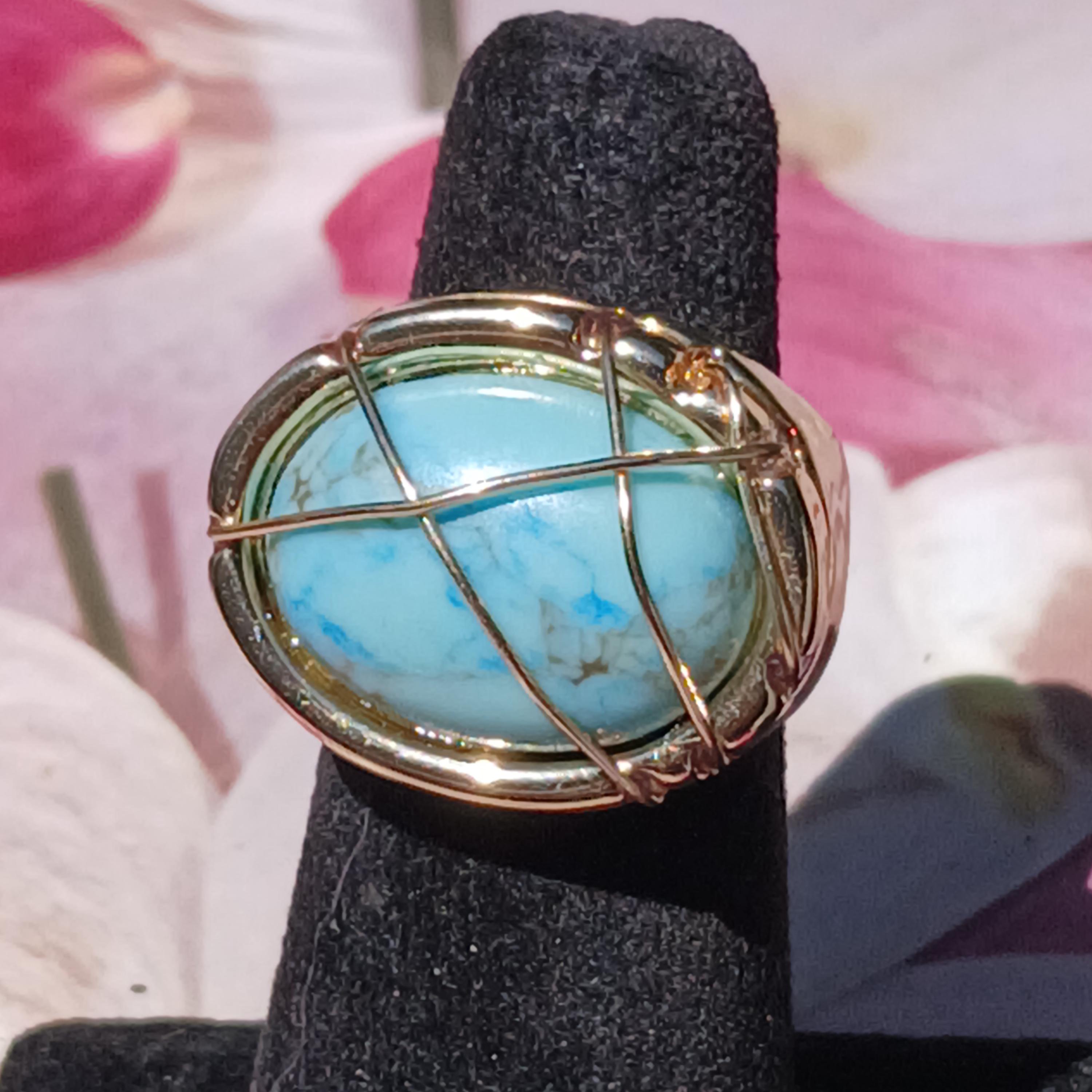 Vintage Designer Robert Lee Morris Bold Unique Turquoise Ring