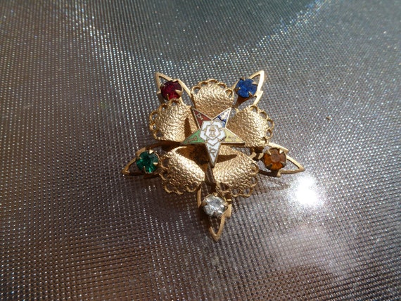 Antique Art Deco Eastern Star Gold Filled Brooch,… - image 2