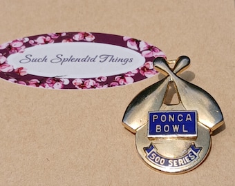 Antike ungewöhnliche Gold gefüllte Ponca Schüssel Emaille Brosche, ungewöhnliches Stück, circa 1930er Jahre, einzigartiges Design, nett, Wow