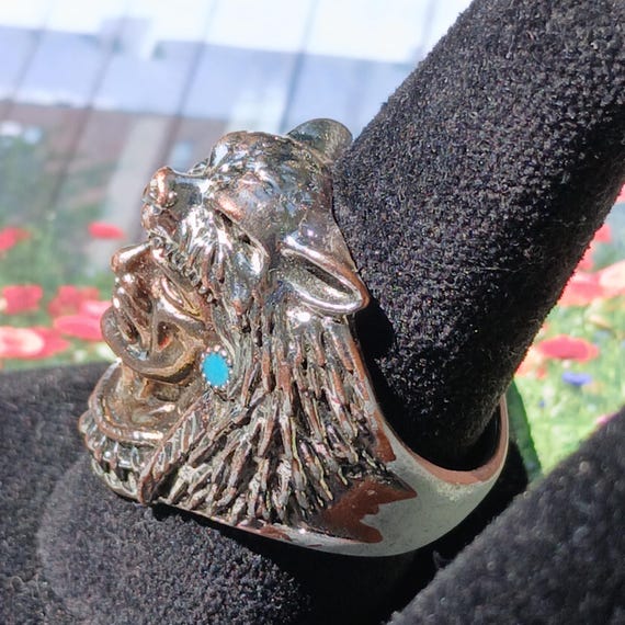 Rare Antique Solid Sterling Native American Bold … - image 5