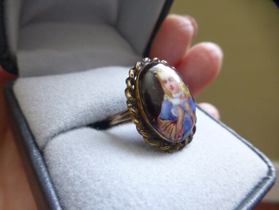 Rare Antique Victorian 14k Solid Gold Painted Blo… - image 4