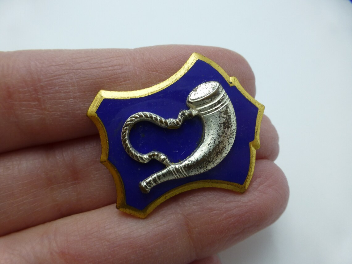 Antique Edwardian Shofar Gold Filled Blue Enamel Brooch Etsy