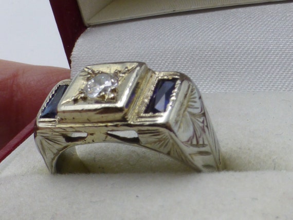 Antique Edwardian 14k Solid White Gold .50 Carat … - image 3