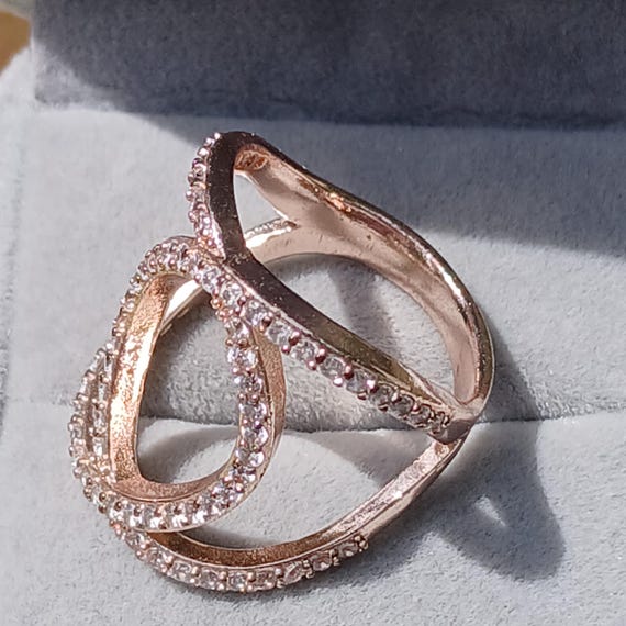 Bold Open Design Unique Gold Over Ring, Size 9, G… - image 7