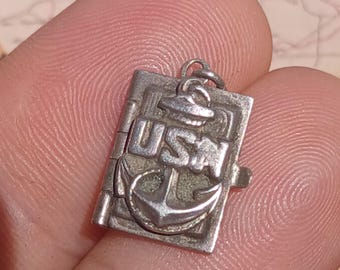 Antyczny wisiorek-medalik z litego srebra próby 925 z kolekcji US NAVY, zachwycający detalami, niezwykły, wow